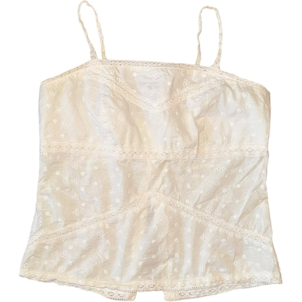 Floral Cottagecore White Cami Lace Tank Top